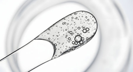 Close-up of a moisturizer clear gel with spatulaの素材