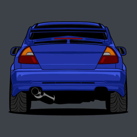 Back View Car Illustration For Conceptual Design.のイラスト素材
