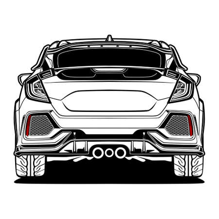 Back View Car Vector Illustration For Conceptual Design.のイラスト素材