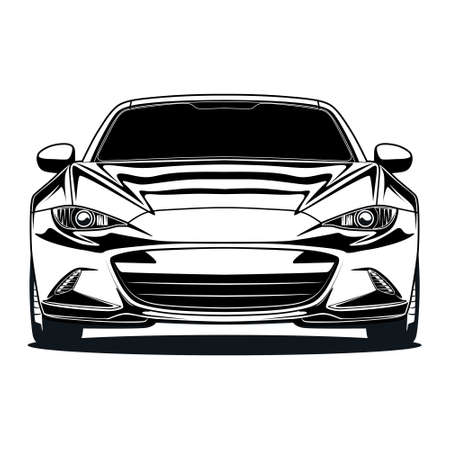 Black And White Car Illustration For Conceptual Design. Good for poster, sticker, t shirt print, banner.のイラスト素材