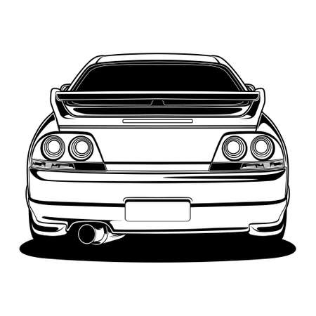 Black And White Car Illustration For Conceptual Designのイラスト素材