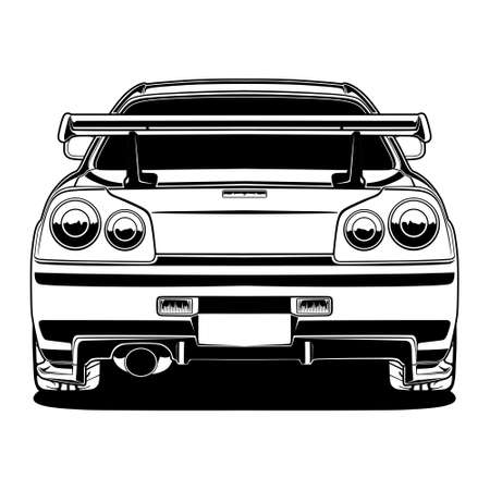 Black And White Car Illustration For Conceptual Designのイラスト素材