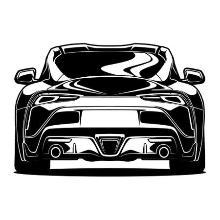 Black And White Car Illustration For Conceptual Designのイラスト素材