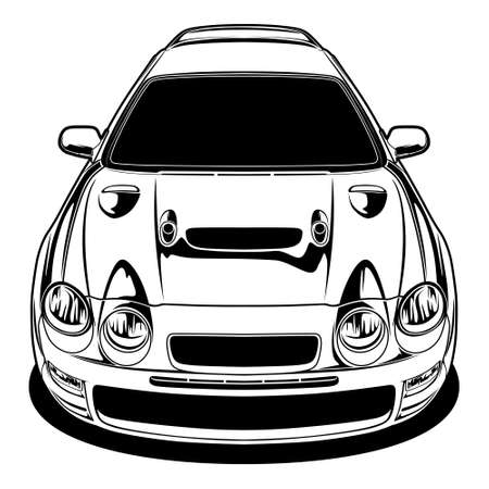 Black And White Car Illustration For Conceptual Designのイラスト素材