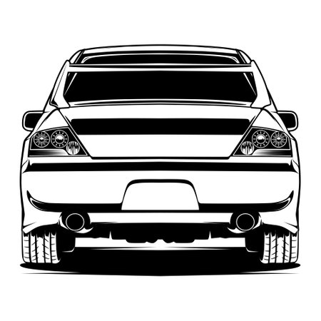 Black And White Car Illustration For Conceptual Designのイラスト素材