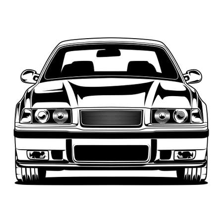 Black And White Car Illustration For Conceptual Designのイラスト素材