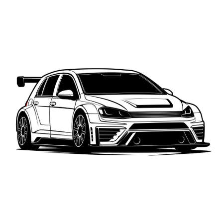 Black And White Car Illustration For Conceptual Designのイラスト素材