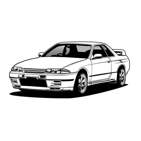 Black And White Car Illustrationのイラスト素材