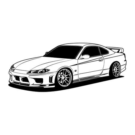 Black And White Car Illustrationのイラスト素材