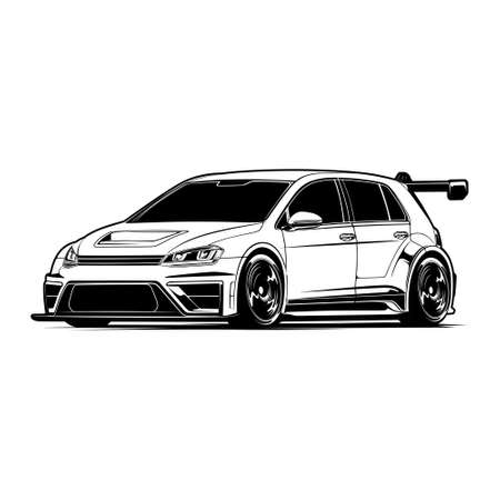 Black And White Car Illustrationのイラスト素材
