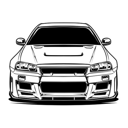 Black And White Car Illustrationのイラスト素材
