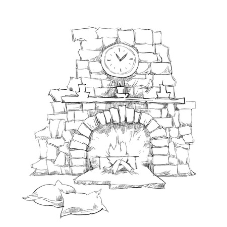 Cozy inerior sketch elementsのイラスト素材