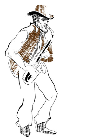 Musicians of jazz Vector sketches.  のイラスト素材