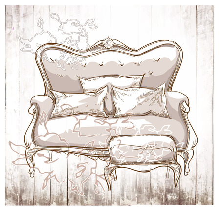 Sketch of furinture made in vintage style.のイラスト素材