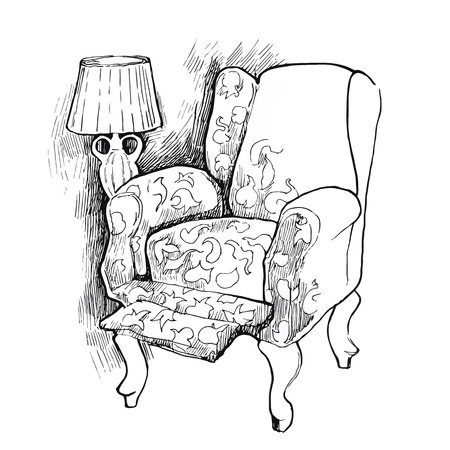 Sketch of furinture made in vintage style.のイラスト素材
