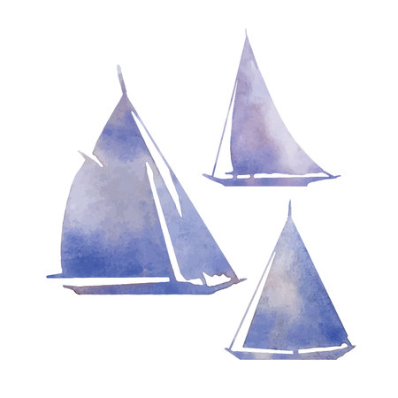 Hand made sketch of yahting and sea. Vector illustration.のイラスト素材