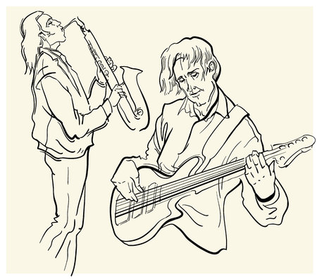 Musicans of jazz. Vector illustration made in vintage style.のイラスト素材