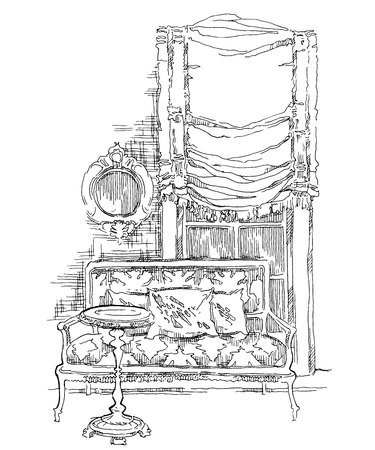 Sketch of furinture made in vintage style.のイラスト素材