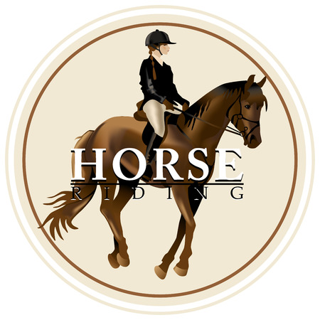 Horse and Rider realistic illustration. Isolated on white background.のイラスト素材