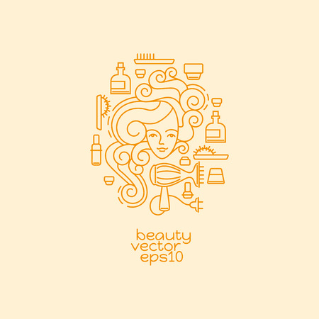 Beauty design template. Linear abstract style. Usage for beauty salon or cosmetics products.のイラスト素材