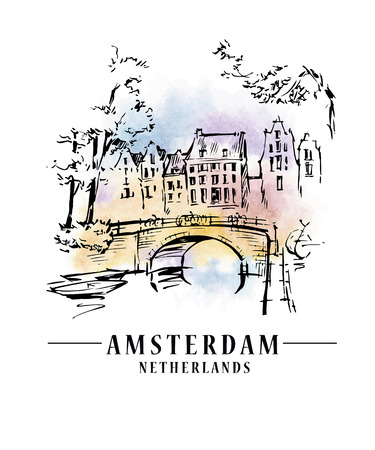 Amsterdam architecrture sketchのイラスト素材
