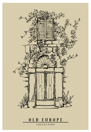 Hand drawn sketch of old street.のイラスト素材