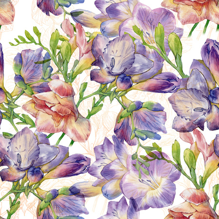 Floral seamless pattern. Hand drawn illustration.の写真素材