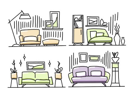 Interior sketch. Furniture icon. Hand drawn vecror illustration.の写真素材