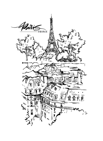 Paris illustration. Vector artwork. Isolated on white backgroundのイラスト素材