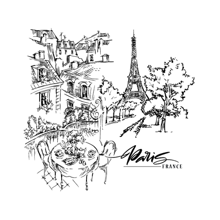 Paris illustration. Vector artwork. Isolated on white backgroundのイラスト素材