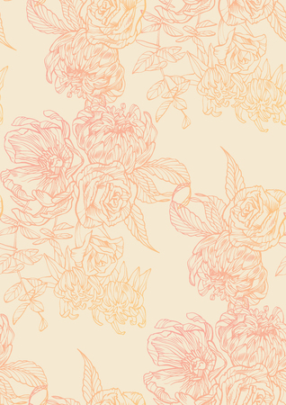 Seamless pattern of flowers. Floral illustration. Botanic atrwork.のイラスト素材