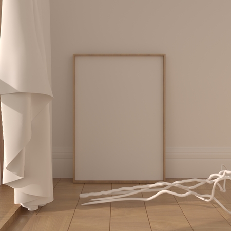 Picture poster template 3d mockup. Fullsize raster visualization.の写真素材