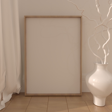 Picture poster template 3d mockup. Fullsize raster visualization.の写真素材