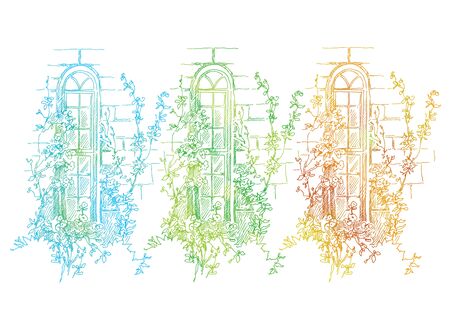 Sketch of old street. Vector illustration made in vintage style.のイラスト素材