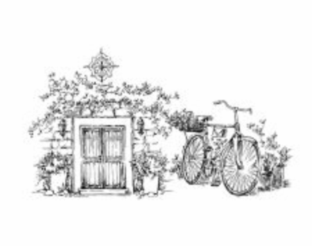 Hand made sketch of old street. Line art vintage style illustration.のイラスト素材