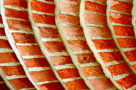 Medieval red brick wallの写真素材