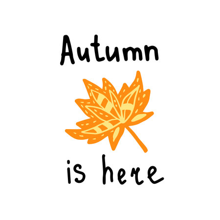 Adorable seasonal hand drawn foliage with slogan. Contemporary naive print designのイラスト素材