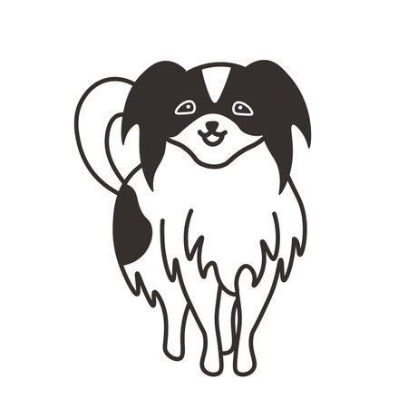 Hand drawn black and white dog line art. Pet print for pet shop, veterinary, kids, breederのイラスト素材