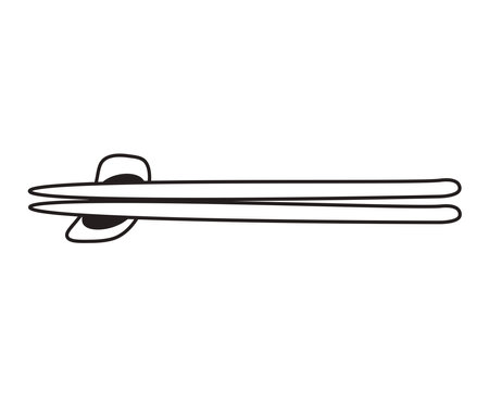 Simple hand drawn asian food chopsticks on stand symbol, icon, signのイラスト素材