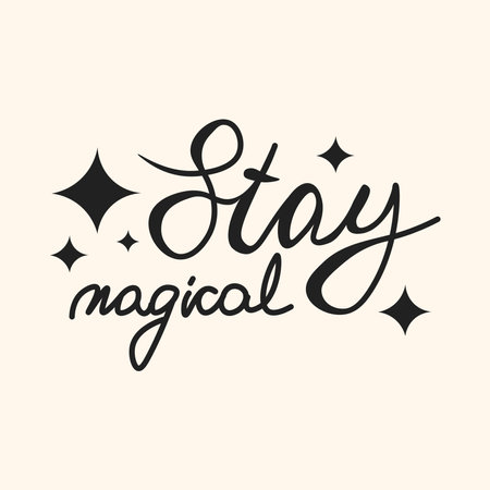 Cute black handwritten text, slogan, motivation phrase with shine. Vector illustration for t-shirt printのイラスト素材