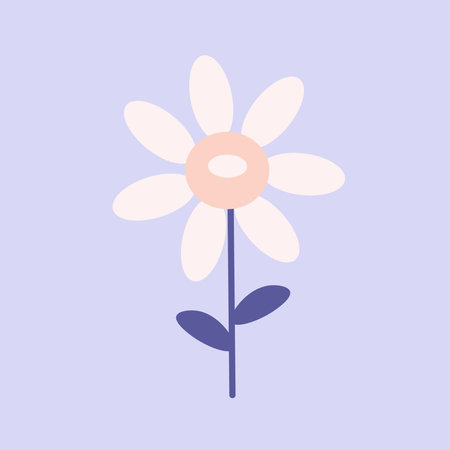 Simple chamomile flower. Isolated vector illustration. Childish square greeting card, poster, bannerのイラスト素材