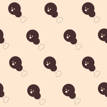 Simple repeat chicken wings or legs vector illustration on beige background. Minimal monochrome fast food design for delivery, restaurant, menuのイラスト素材