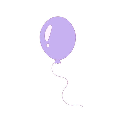 Cute hand drawn flying glossy balloon. Simple isolated vector illustration for greeting card, birthday, kids, decorationのイラスト素材