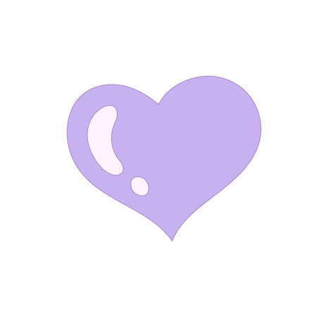 Simple hand drawn pastel glossy heart. Decorative isolated vector illustration.のイラスト素材