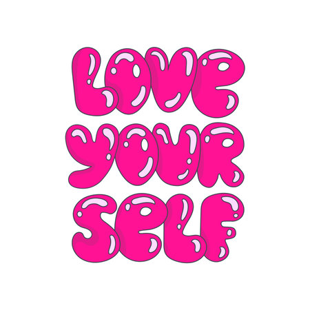 Motivation phrase with glossy lettering. Pink bubble inspirational text for print, girl, woman, t shirt, posterのイラスト素材