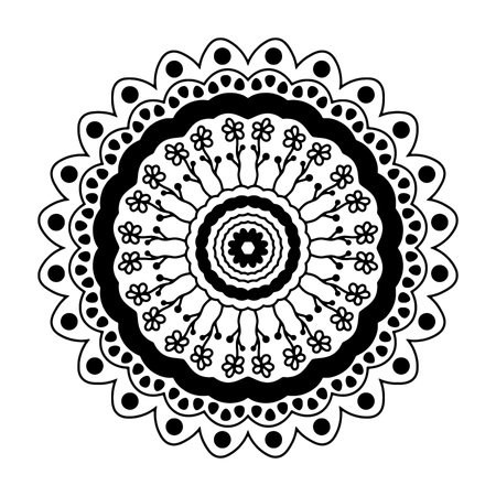 Isolated vector illustration with circular ethnic ornament for tatoo, yoga, decoration, printのイラスト素材