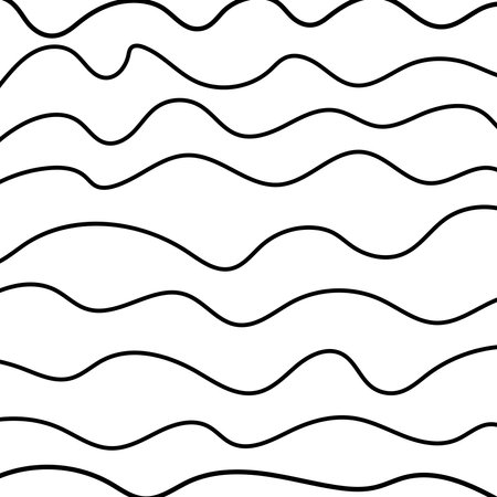 Hand drawn wavy stripes. Freehand strokes pattern. Black Waves. isolated vector illustrationのイラスト素材
