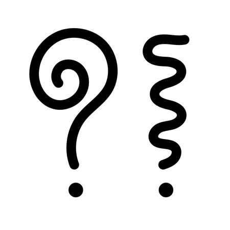 Hand drawn wavy symbols. Black line art, silhouette isolated vector illustrationのイラスト素材