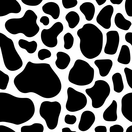 Black and white wild animal spotted skin print. Abstract geometric shapes endless background. Safari repeat vector illustrationのイラスト素材