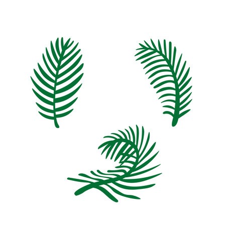 Minimal hand drawn palm leaf silhouette. Isolated vector illustration in flat styleのイラスト素材